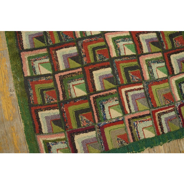 1920s Multicolor Geometric Antique American Hooked Rug 2'2" X 9' Handknotted Wool Carpet For Sale - Image 11 of 18