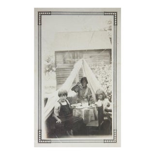 Early 20th Century Childrens Tea Party Snapshot Photograph For Sale