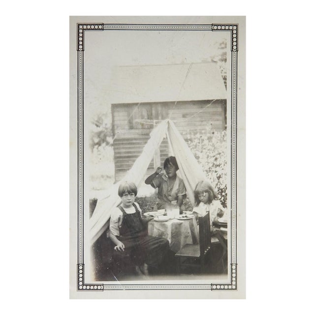 Early 20th Century Childrens Tea Party Snapshot Photograph For Sale