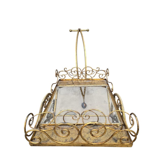 Mid 20th Century Mid 20th Century Hollywood Regency Gilt Iron Tea/Bar Cart on Wheels For Sale - Image 5 of 12