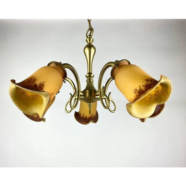 Vintage Chandelier of classical style from the French Manufactory. Circa 1980s. Beautiful Chandelier with 5 light points...