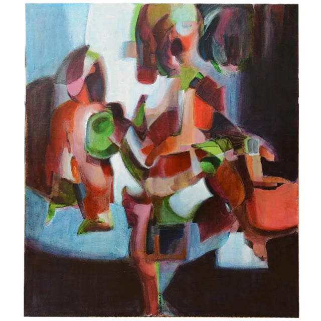 Vintage 1960's George Coggeshall Signed Abstract Colorful Painting Mid Century Modern For Sale
