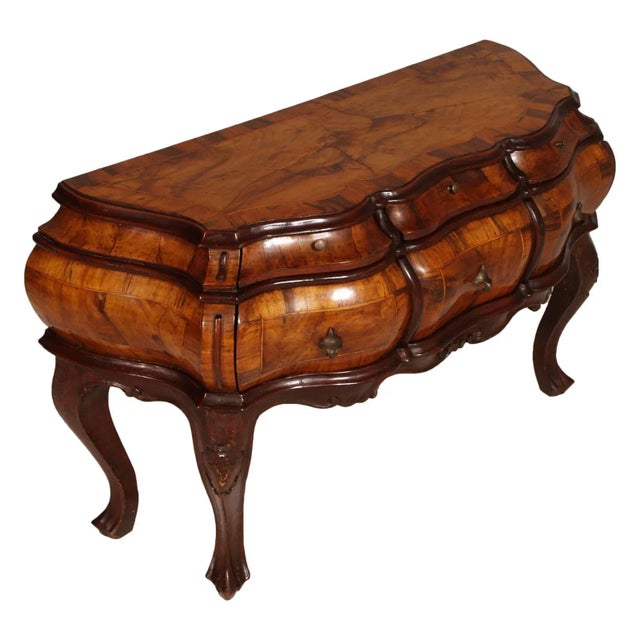 Brown Antique Venetian Baroque Hand Carved Walnut Burl Chest of Drawers from Bovolone For Sale - Image 8 of 8