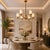 Modern 6 Light Alabaster Chandelier, Modern Brass Chandelier, Natural Stone Ceiling Light, Luxury Mid Century Dining Room Lighting For Sale - Image 3 of 9