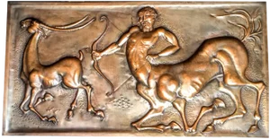 Decorative Panel with Centaur on the Hunt in Embossed Copper by Cellini, Italy, 1969