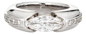 1.10ct Marquise Diamond Band East West Setting Sz 5.5 Ring 18k White Gold