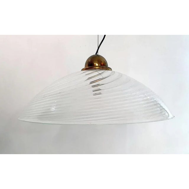 1970s Large Murano Swirl Pendant in White, 1970s For Sale - Image 5 of 12