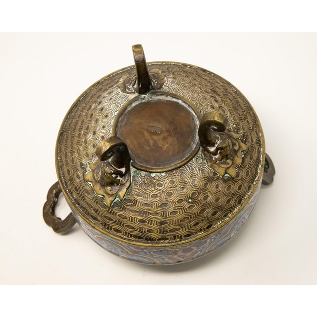 Chinese Early 20th Century Bronze Cloisonné Censer For Sale - Image 3 of 13