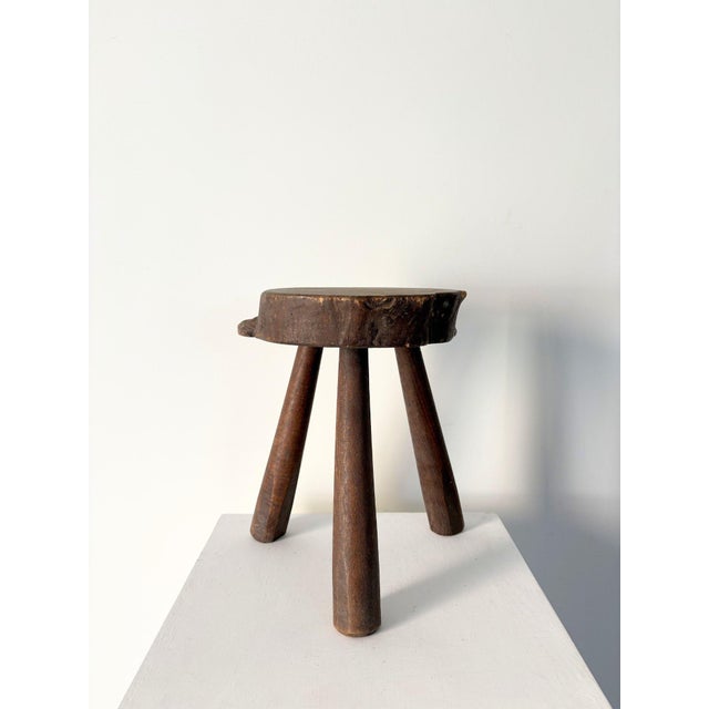 Wood Mid-Century Tree Slab Side Table Stool with Live Edge, France, 1940s For Sale - Image 7 of 9