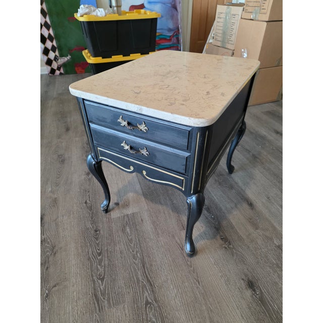 French Stone Top End Table or Nightstand For Sale - Image 9 of 10