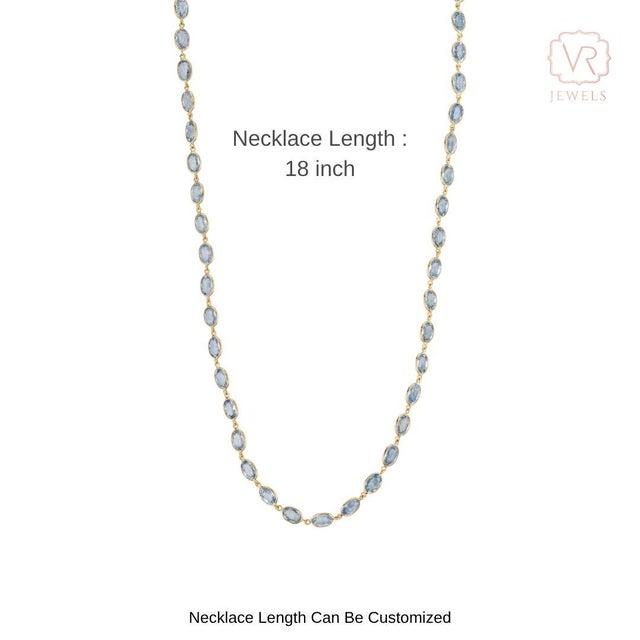 Metal Natural 29.28ct Blue Sapphire Oval Bezel-Set Link Necklace in 14k Yellow Gold For Sale - Image 7 of 12