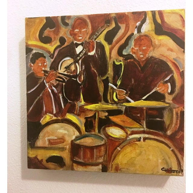 "Untitled" Watercolour on Canvas Painting, Signed by Cecile Hubene For Sale In Palm Springs - Image 6 of 11