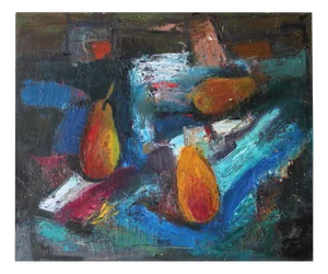 Aleksandr Rodin, Still Life with Pears, Oil on Cardboard