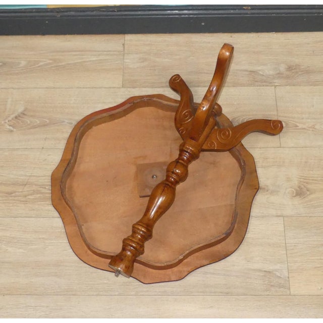Wood Chippendale Side Table with Inlays, 1970s For Sale - Image 7 of 8