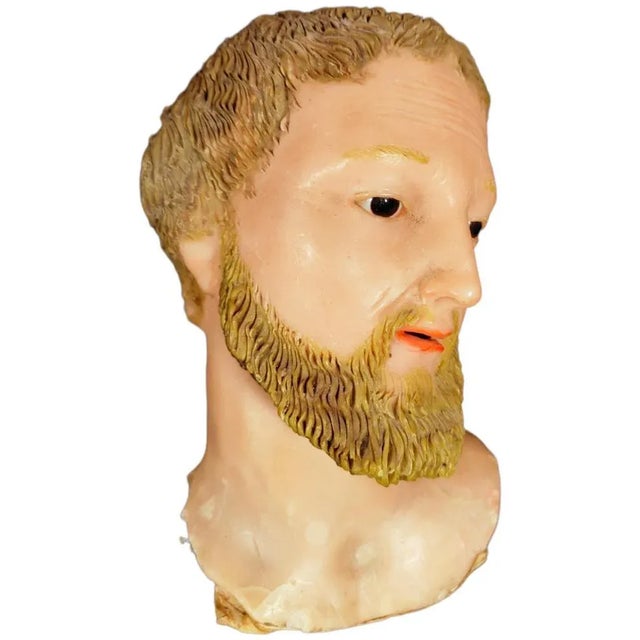 Beige Saint's Head, 18th Century For Sale - Image 8 of 9