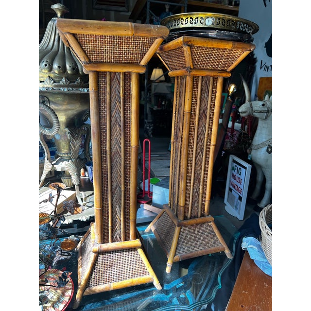 1970s 1970s Pair of Bamboo Plant Stand Pillars For Sale - Image 5 of 12