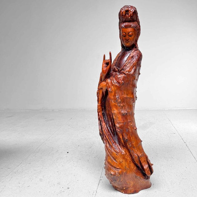 Large Wooden Goddess of Mercy Lord of Compassion Kannon Statue, Japan, 1800s For Sale - Image 16 of 18