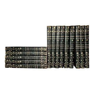 Antique Stoddard's Travel Lectures in Black Leather, Gilt Pages- 14 Volumes For Sale