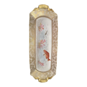 Antique Limoges Hand-Painted Marine Life Porcelain Serving Tray, Circa 1895–1900