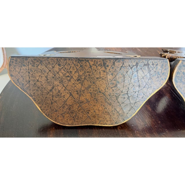 Red Chinoiserie Decorated Wall Shelves Hand Painted With Leopard Swags and Gold Accents For Sale - Image 11 of 12