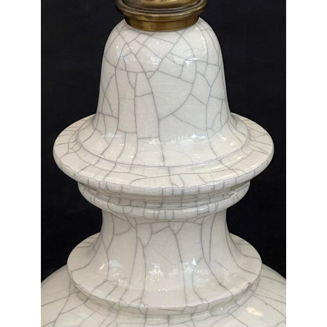 1960s Pair 1960s Stiffel Asian Inspired Ivory Crackle-Glaze Ginger Jar Lamps For Sale - Image 5 of 10