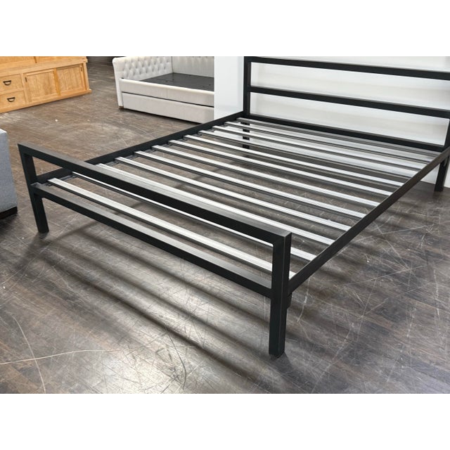 California King Room & Board Parsons Bed Frame, Natural Steel For Sale - Image 9 of 12