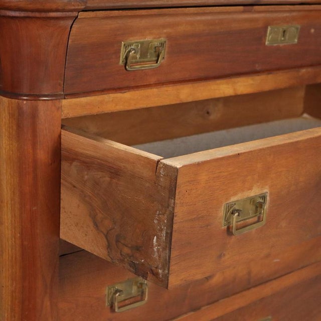 19th Century Carlo X Walnut Chest of Drawers, Piedmont For Sale - Image 6 of 12