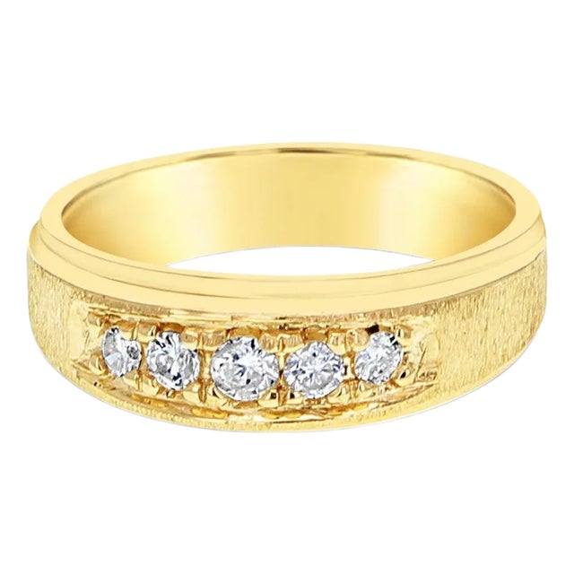 Brushed Matte Finish Diamond Wedding Band European Shank, Size 9.25 For Sale