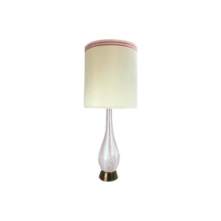 Murano Glass Pink/White Table Lamp For Sale