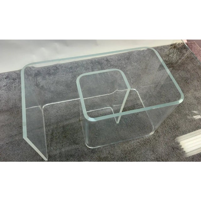 Plastic Jeffrey Bigelow Style Mid Century Modern Lucite Base Coffee or Cocktail Table For Sale - Image 7 of 11