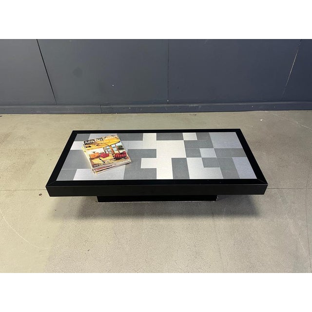 Wood Vintage Lacquer and Aluminum Coffee Table, 1970s For Sale - Image 7 of 13