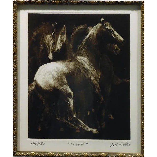 Vintage GH Rothe "Herd Hand" Signed Original Mezzotint For Sale - Image 4 of 5