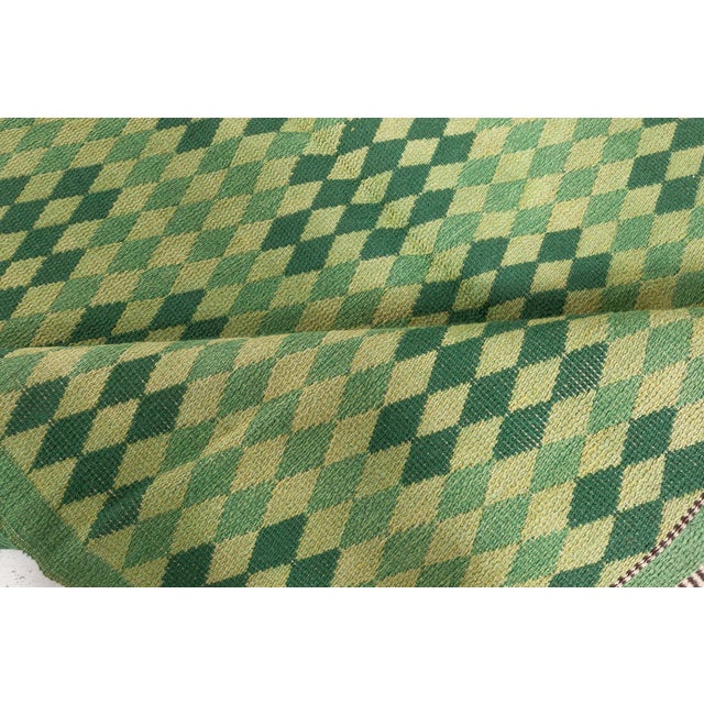Doris Leslie Blau Mid-20th Century Swedish Double Sided Green Rug For Sale - Image 9 of 10