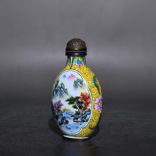 Late 19th Century Late 19th Century Cloisonné Enamel Snuff Bottle With Landscape Scene, 63g For Sale - Image 5 of 7