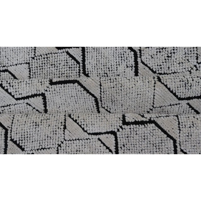Textile Geometric Area Rug by Keivan Woven Arts, Black and Ivory, Modern 6'1 X 9'2 For Sale - Image 7 of 9