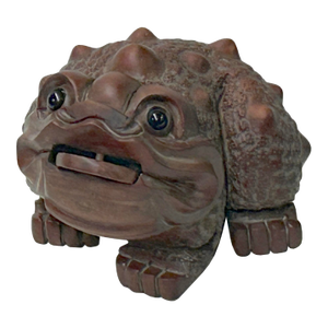 Quality Boxwood Carved Chinese Fortune Toad, Money Frog Statue Figure
