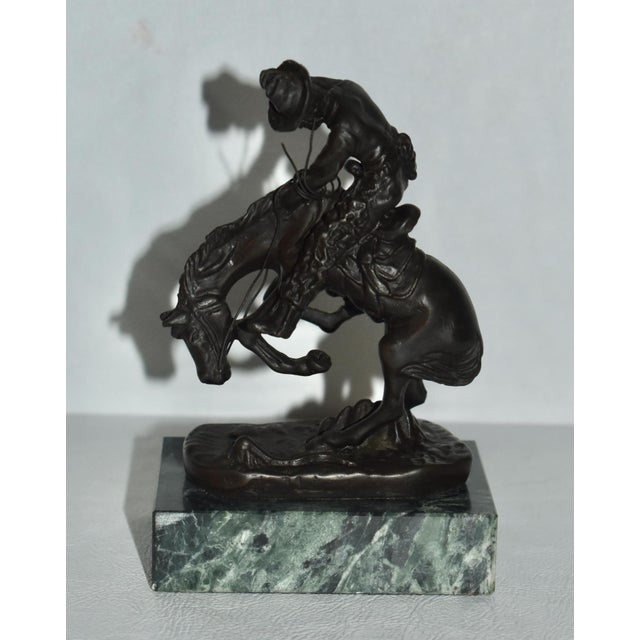 Bronze Miniature Frederic Remington Rattlesnake Bronze Sculpture Green Marble Base Mini For Sale - Image 8 of 18