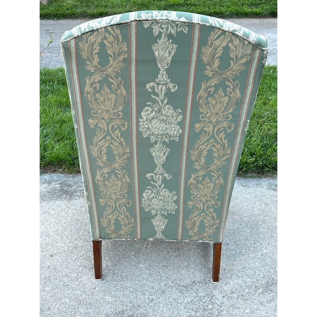 Chippendale 1950s Neoclassical Upholstered Wingback Chair For Sale - Image 3 of 11