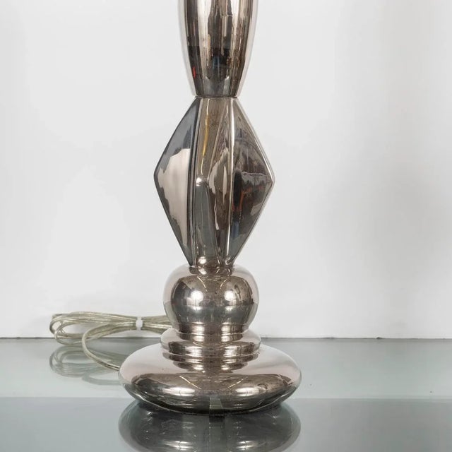 1960s Vintage Single Sculptural Polished Nickel Table Lamp For Sale - Image 5 of 7