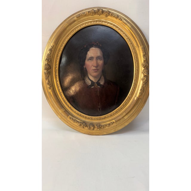 Biedermeier Portrait, 1870s, Oil Painting, Framed For Sale - Image 8 of 8