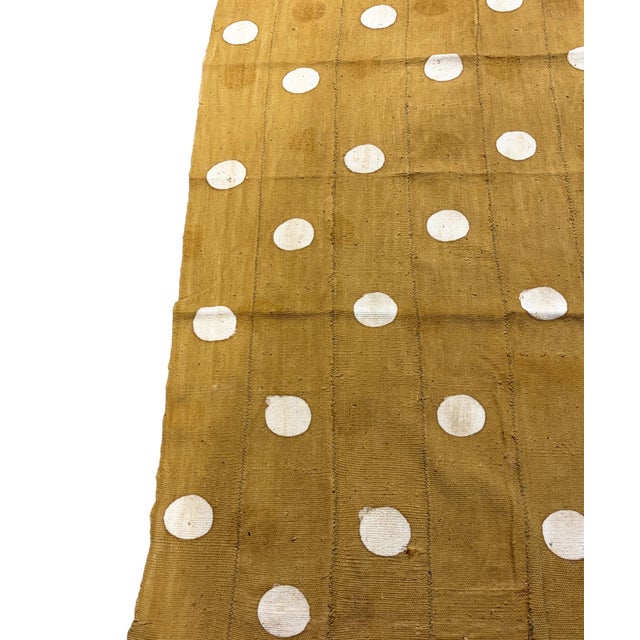 1980s Vintage African Large Mustard & White Mud Cloth Textile Mali 66" by 43" For Sale - Image 5 of 7