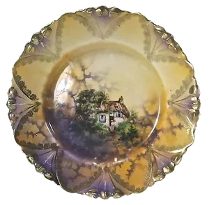 Antique Prussian Cottage Scene Saucer
