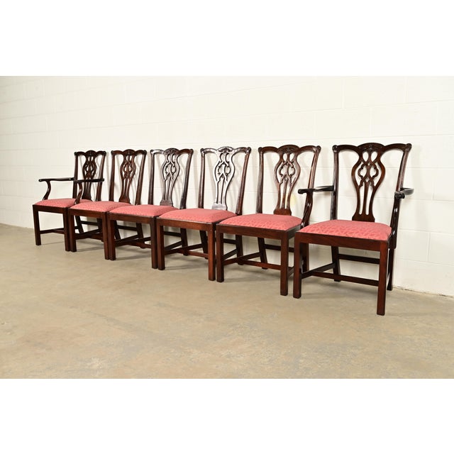 Stickley Georgian Carved Mahogany Side Chairs or Dining Chairs, Pair For Sale - Image 13 of 14