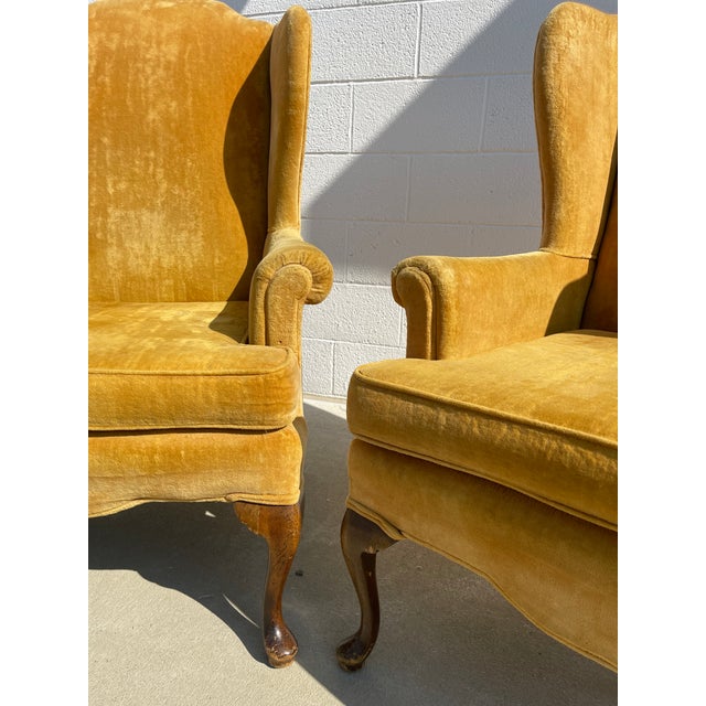 Pair of Vintage Queen Anne Style Wingback Chairs For Sale - Image 12 of 13