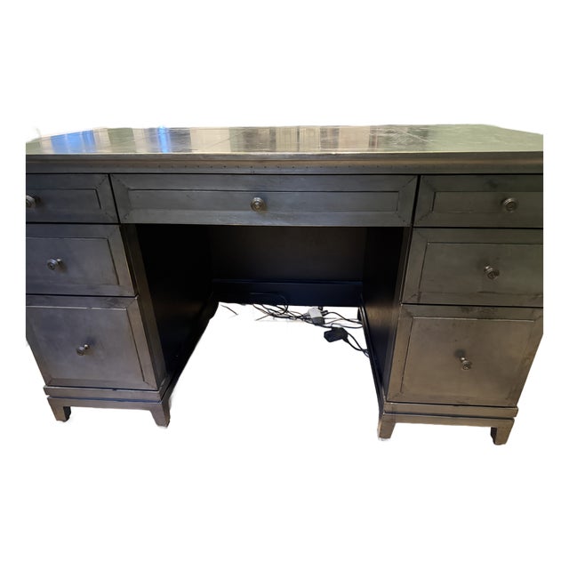Rh Metal-Wrapped Zinc Desk For Sale