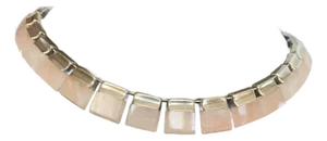 1990s Taxco Sterling and Rose Quartz Necklace