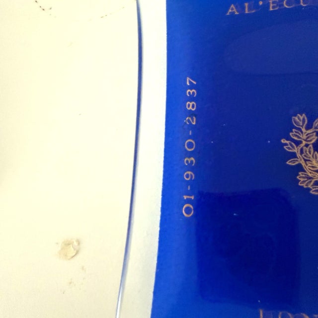 Vintage Al' Ecu De France London Sw1 Ashtray Cobalt Blue For Sale - Image 4 of 6