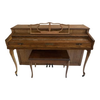 Schafer & Sons Brown Wooden Piano Including Seat For Sale