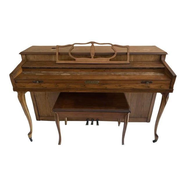 Schafer & Sons Brown Wooden Piano Including Seat For Sale