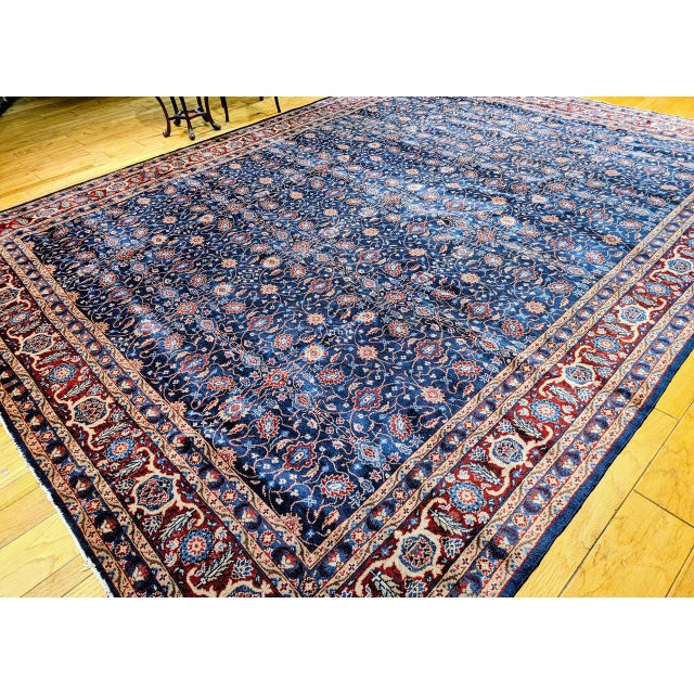 Vintage Persian Mahal Sultanabad Rug, Hand-Knotted Wool, Geometric Pattern, 11x14, Navy & Burgundy For Sale - Image 4 of 13